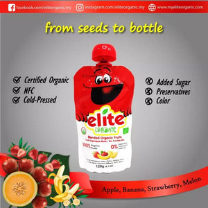 ELITE Organic Pouch Puree Red (Apple, Banana, Strawberry, Melon)  有機果蓉唧唧裝120g